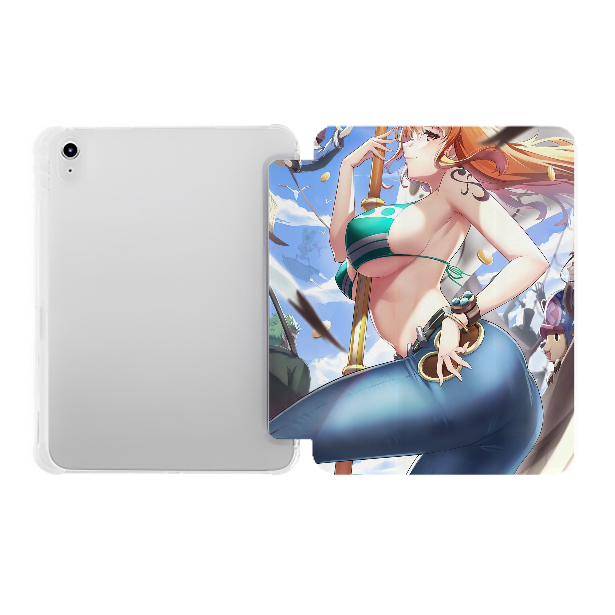 （画像用） ワンピース ONE PIECE IPad ケース ペン収納付き 三つ折りスタンド PUレザー×シリコン 対応機種9.5/10.5/10.9インチ